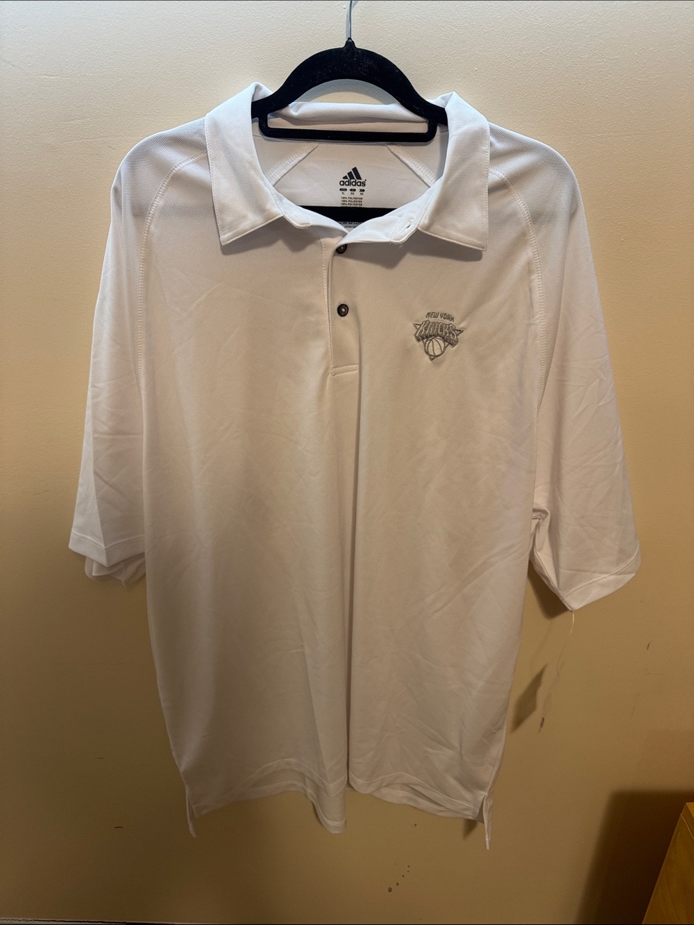adidas White Men’s Polo with Subtle Knicks Emblem